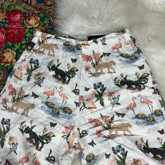 Reformation 100% linen pants safari animal print size 6 - Picture 9 of 12